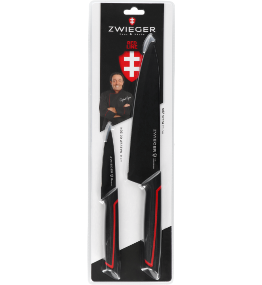 ZWIEGER RED LINE Zestaw noży 4 el / nóż do plastrowania + nóż uniwersalny + nóż szefa kuchni + nóż do warzyw i owoców