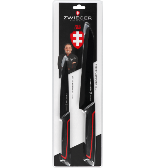 ZWIEGER RED LINE Zestaw noży 4 el / nóż do plastrowania + nóż uniwersalny + nóż szefa kuchni + nóż do warzyw i owoców