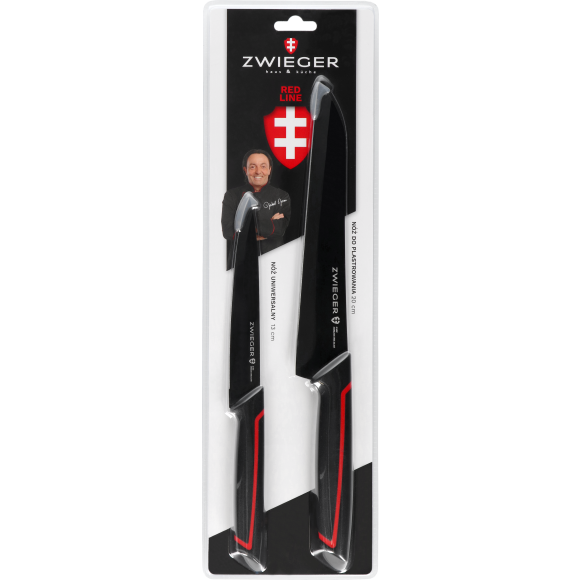 ZWIEGER RED LINE Zestaw noży 4 el / nóż do plastrowania + nóż uniwersalny + nóż szefa kuchni + nóż do warzyw i owoców