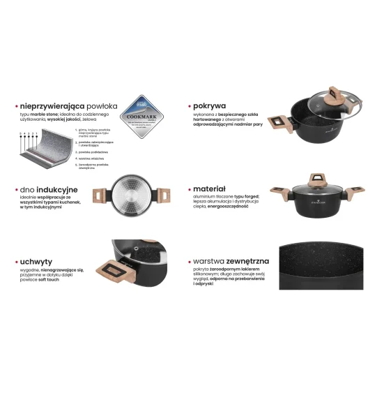 ZWIEGER LAVENA Garnek 4,5 L z pokrywką 24 cm / indukcja / powłoka PFLUON