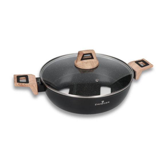 ZWIEGER LAVENA Garnek płaski 28 cm z pokrywką / indukcja / powłoka PFLUON