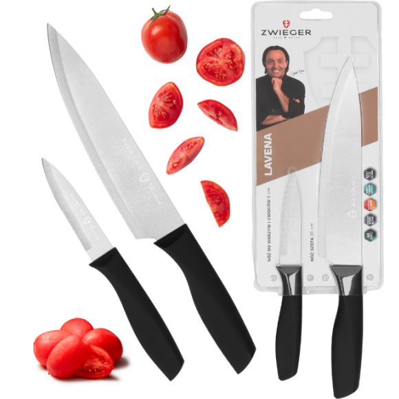 ZWIEGER LAVENA Zestaw noży 2 el / nóż szefa kuchni 20 cm + nóż do warzyw i owoców 9 cm
