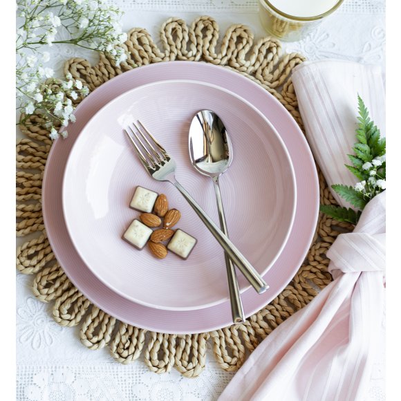 LUBIANA ETO MODERN K7 OPK Serwis obiadowy 54 el / 18 osób / różowy / porcelana ręcznie malowana