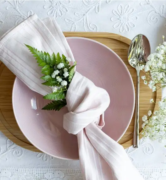 LUBIANA ETO MODERN K7 OPK Serwis obiadowy 54 el / 18 osób / różowy / porcelana ręcznie malowana
