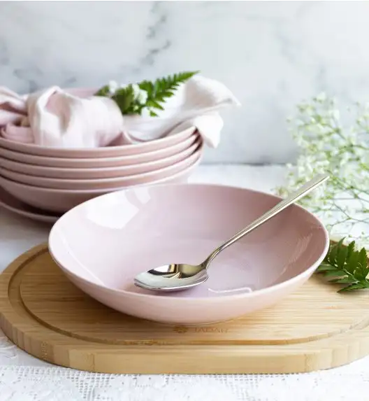 LUBIANA ETO MODERN K7 OPK Serwis obiadowy 54 el / 18 osób / różowy / porcelana ręcznie malowana