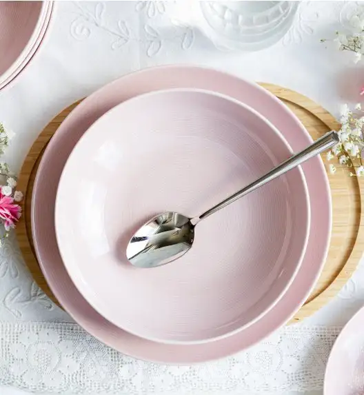 LUBIANA ETO MODERN K7 OPK Serwis obiadowy 54 el / 18 osób / różowy / porcelana ręcznie malowana