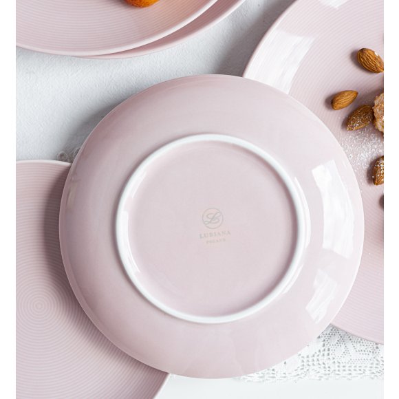 LUBIANA ETO MODERN K7 OPK Serwis obiadowy 54 el / 18 osób / różowy / porcelana ręcznie malowana