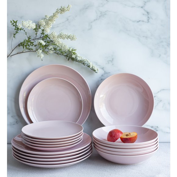 LUBIANA ETO MODERN K7 OPK Serwis obiadowy 54 el / 18 osób / różowy / porcelana ręcznie malowana