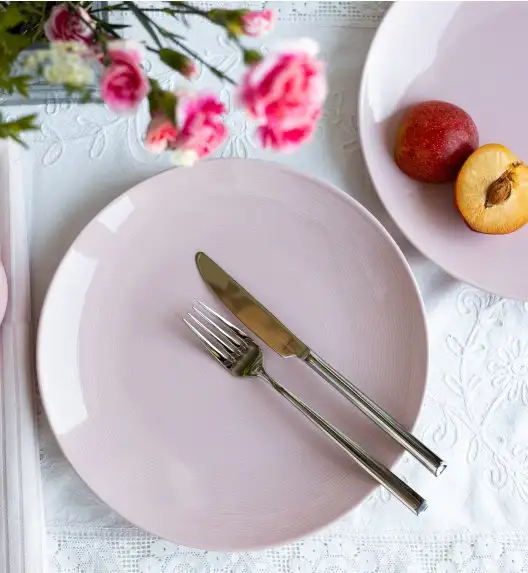 LUBIANA ETO MODERN K7 OPK Serwis obiadowy 54 el / 18 osób / różowy / porcelana ręcznie malowana