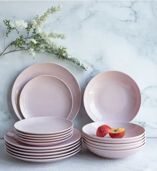 LUBIANA ETO MODERN K7 OPK Serwis obiadowy 72 el / 24 os / różowy / porcelana ręcznie malowana