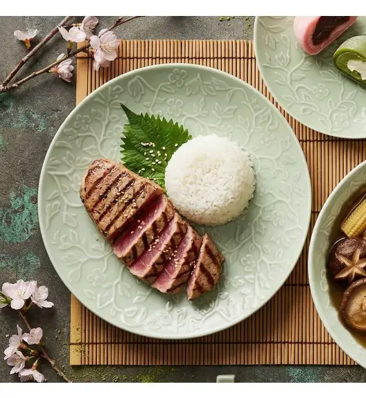 LUBIANA HANAMI KD LIMONKOWY Serwis obiadowy 36 el 12 os / zdobiona porcelana luz