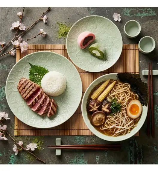 LUBIANA HANAMI KD LIMONKOWY Serwis obiadowy 72 el 24 os / zdobiona porcelana luz