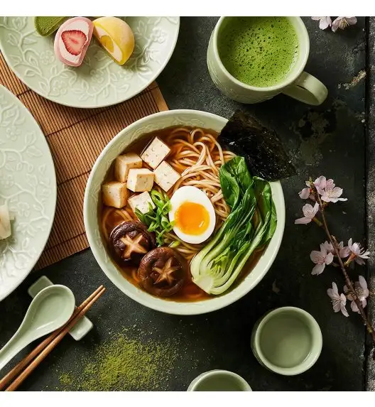 LUBIANA HANAMI KD LIMONKOWY Serwis obiadowy 24 el 6 os / zdobiona porcelana luz