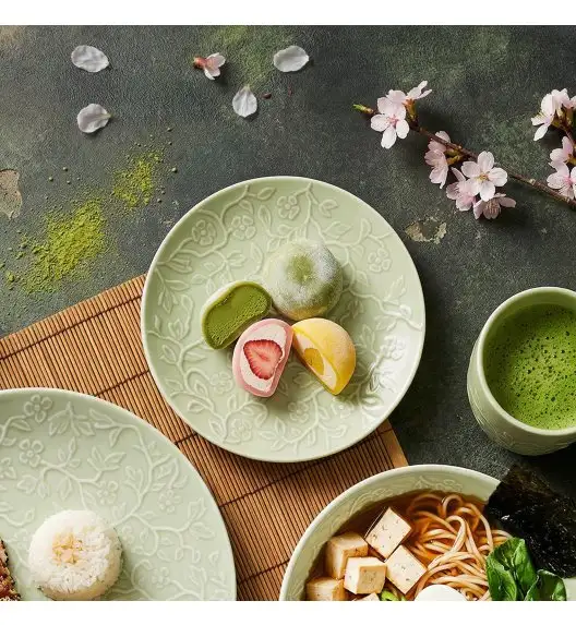 LUBIANA HANAMI KD LIMONKOWY Serwis obiadowy 24 el 6 os / zdobiona porcelana luz