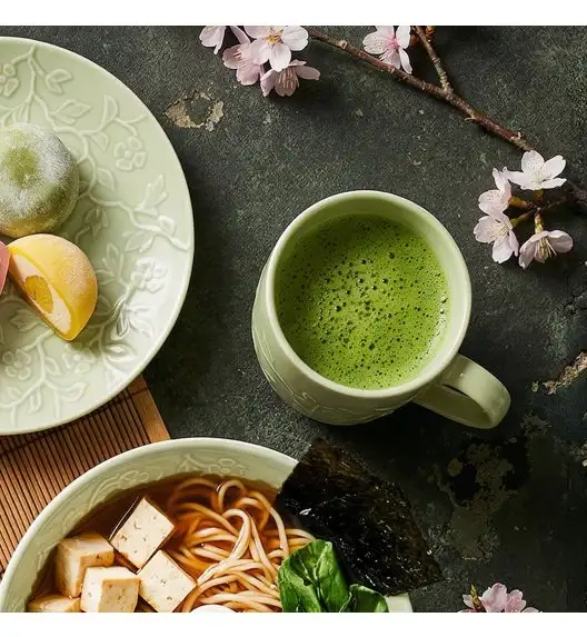 LUBIANA HANAMI KD LIMONKOWY Serwis obiadowy 24 el 6 os / zdobiona porcelana luz