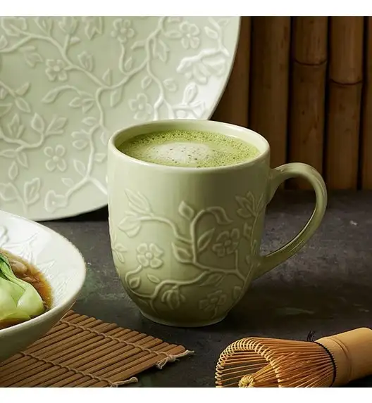 LUBIANA HANAMI KD LIMONKOWY Serwis obiadowy 24 el 6 os / zdobiona porcelana luz