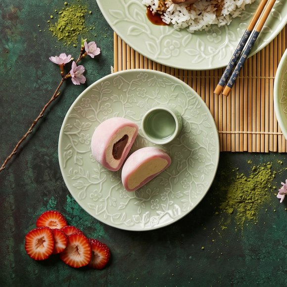 LUBIANA HANAMI KD LIMONKOWY Serwis obiadowy 90 el 18 os / zdobiona porcelana luz