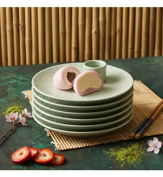 LUBIANA HANAMI KD LIMONKOWY Talerz deserowy 20,5 cm x 6 sztuk / zdobiona porcelana luz