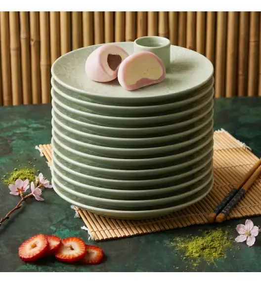 LUBIANA HANAMI KD LIMONKOWY Talerz deserowy 20,5 cm x 12 sztuk / zdobiona porcelana luz