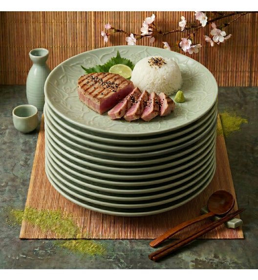 LUBIANA HANAMI KD LIMONKOWY Talerz obiadowy 27 cm x 12 sztuk / zdobiona porcelana luz