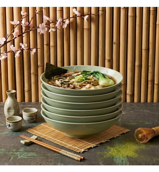 LUBIANA HANAMI KD LIMONKOWY Talerz głęboki 21,5 cm x 6 sztuk / zdobiona porcelana luz