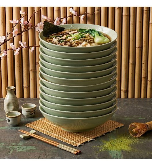 LUBIANA HANAMI KD LIMONKOWY Talerz głęboki 21,5 cm x 12 sztuk / zdobiona porcelana luz