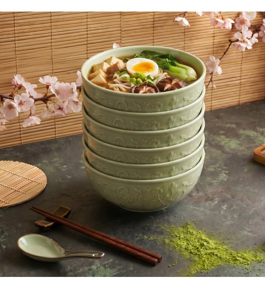 LUBIANA HANAMI KD LIMONKOWY Miska 16 cm x 6 sztuk / zdobiona porcelana luz