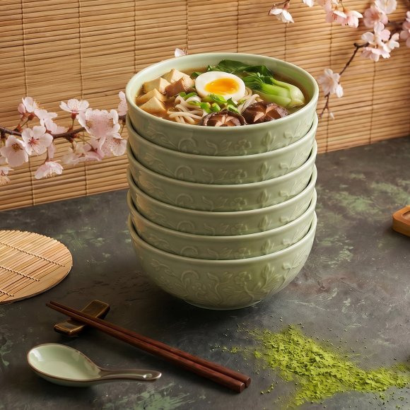 LUBIANA HANAMI KD LIMONKOWY Miska 16 cm x 6 sztuk / zdobiona porcelana luz