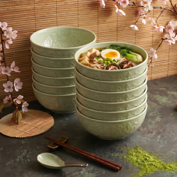 LUBIANA HANAMI KD LIMONKOWY Miska 16 cm x 12 sztuk / zdobiona porcelana luz