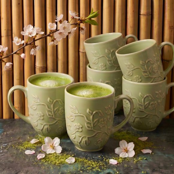 LUBIANA HANAMI KD LIMONKOWY Kubek 350 ml x 6 sztuk / zdobiona porcelana luz