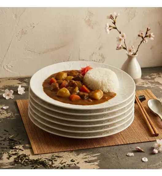 LUBIANA HANAMI KE KREMOWY Talerz obiadowy 27 cm x 6 sztuk / zdobiona porcelana luz