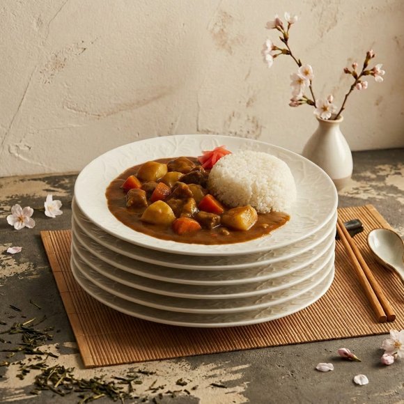 LUBIANA HANAMI KE KREMOWY Talerz obiadowy 27 cm x 6 sztuk / zdobiona porcelana luz