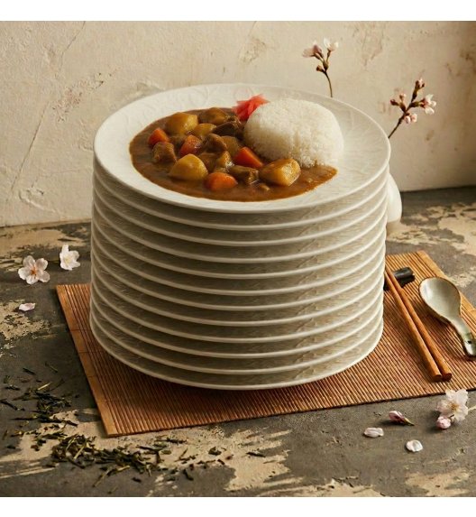 LUBIANA HANAMI KE KREMOWY Talerz obiadowy 27 cm x 12 sztuk / zdobiona porcelana luz