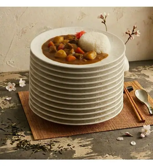 LUBIANA HANAMI KE KREMOWY Talerz obiadowy 27 cm x 12 sztuk / zdobiona porcelana luz