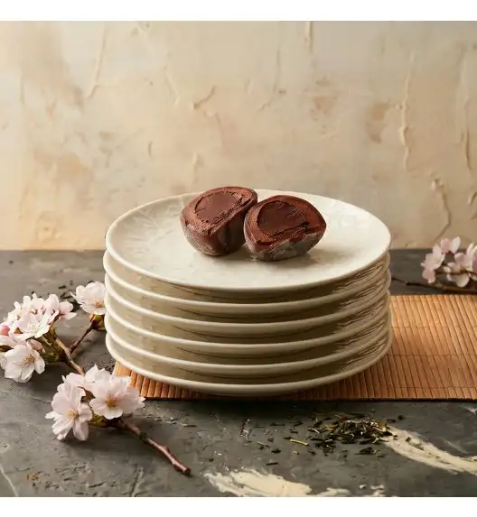 LUBIANA HANAMI KE KREMOWY Talerz deserowy 20,5 cm x 6 sztuk / zdobiona porcelana luz