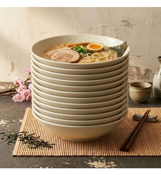 LUBIANA HANAMI KE KREMOWY Talerz głęboki 21,5 cm x 12 sztuk / zdobiona porcelana luz