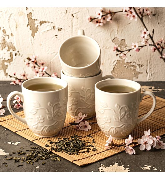 LUBIANA HANAMI KE KREMOWY Kubek 350 ml x 12 sztuk / zdobiona porcelana luz