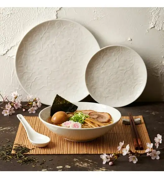 LUBIANA HANAMI KE KREMOWY Serwis obiadowy 54 el 18 os / zdobiona porcelana luz