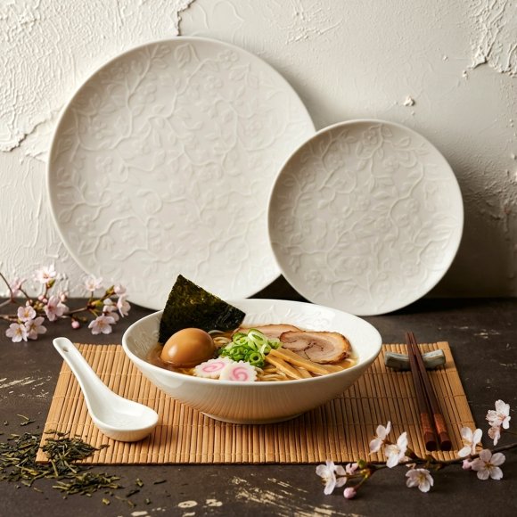 LUBIANA HANAMI KE KREMOWY Serwis obiadowy 72 el 24 os / zdobiona porcelana luz