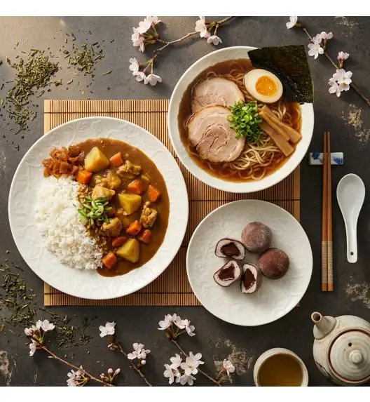 LUBIANA HANAMI KE KREMOWY Serwis obiadowy 72 el 24 os / zdobiona porcelana luz