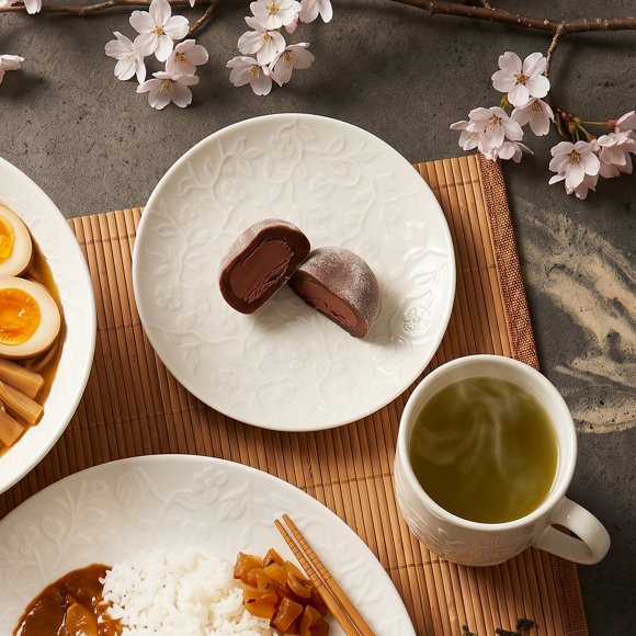 LUBIANA HANAMI KE KREMOWY Serwis obiadowy z kubkiem 24 el 6 os / zdobiona porcelana luz