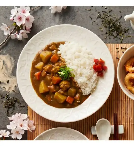 LUBIANA HANAMI KE KREMOWY Serwis obiadowy 30 el 6 os / zdobiona porcelana luz