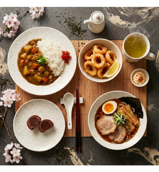 LUBIANA HANAMI KE KREMOWY Serwis obiadowy 90 el 18 os / zdobiona porcelana luz