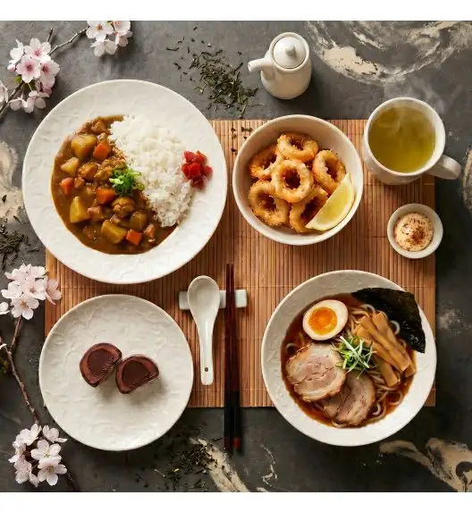 LUBIANA HANAMI KE KREMOWY Serwis obiadowy 120 el 24 os / zdobiona porcelana luz