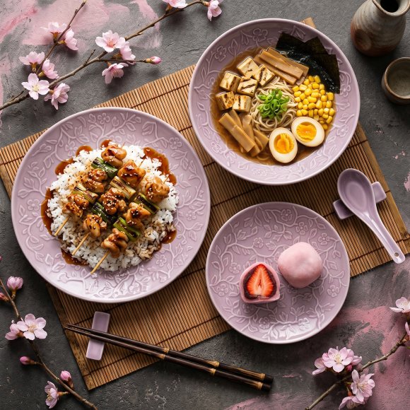 LUBIANA HANAMI KR LAWENDA Serwis obiadowy 18 el 6 os / zdobiona porcelana luz