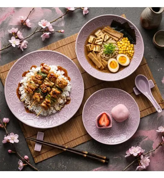 LUBIANA HANAMI KR LAWENDA Serwis obiadowy 54 el 18 os / zdobiona porcelana luz