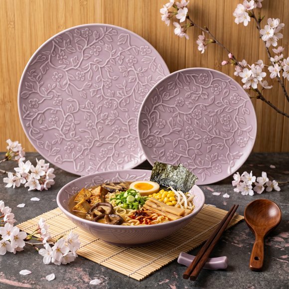 LUBIANA HANAMI KR LAWENDA Serwis obiadowy 72 el 24 os / zdobiona porcelana luz