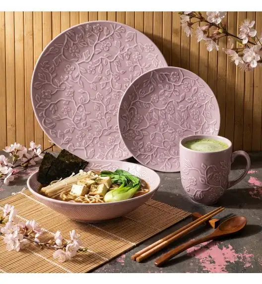 LUBIANA HANAMI KR LAWENDA Serwis obiadowy 24 el 6 os / zdobiona porcelana luz