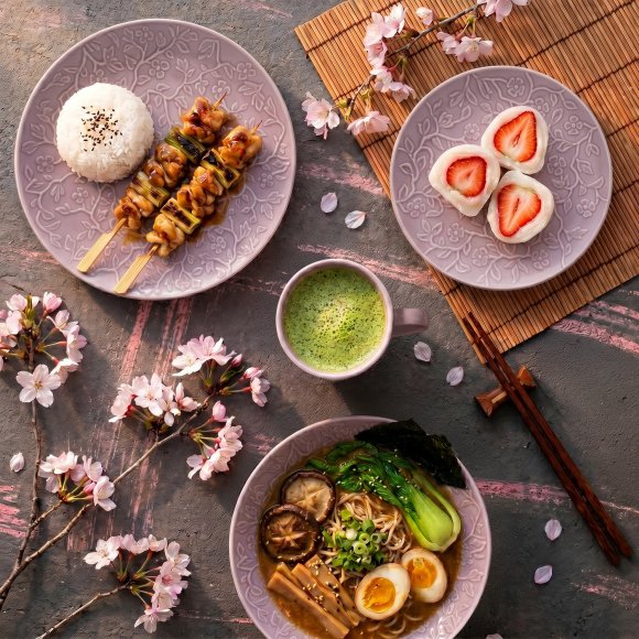 LUBIANA HANAMI KR LAWENDA Serwis obiadowy 24 el 6 os / zdobiona porcelana luz