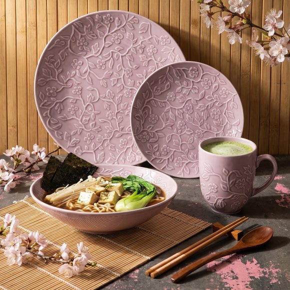 LUBIANA HANAMI KR LAWENDA Serwis obiadowy 96 el 24 os / zdobiona porcelana luz